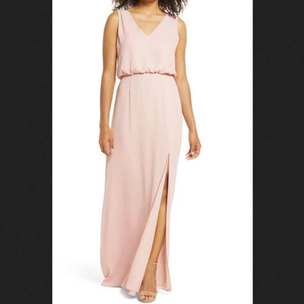 Wayf The Bella Blouson Column Gown, Size Small - Pink‎